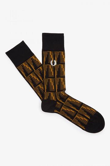 Dámské Ponožky Fred Perry Jacquard Pattern Černé | CZ 1183EBCX